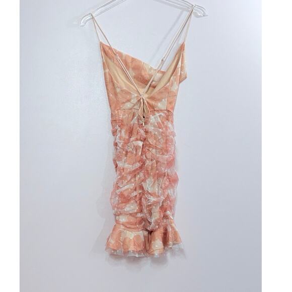 Here Comes The Sun by Selfie Leslie Harriet Mesh Overlay Ruched Mini Dress Sz.Sm - Picture 4 of 10